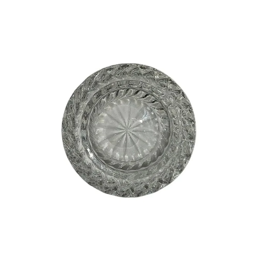 Vintage Clear Pressed Glass Tealight Candle Holders Set of 2 Diamond Cut Votive